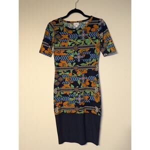 Lularoe Size XXS Julia Dress – Fitted Half Sleeve Floral Multi-Print Multi-Color